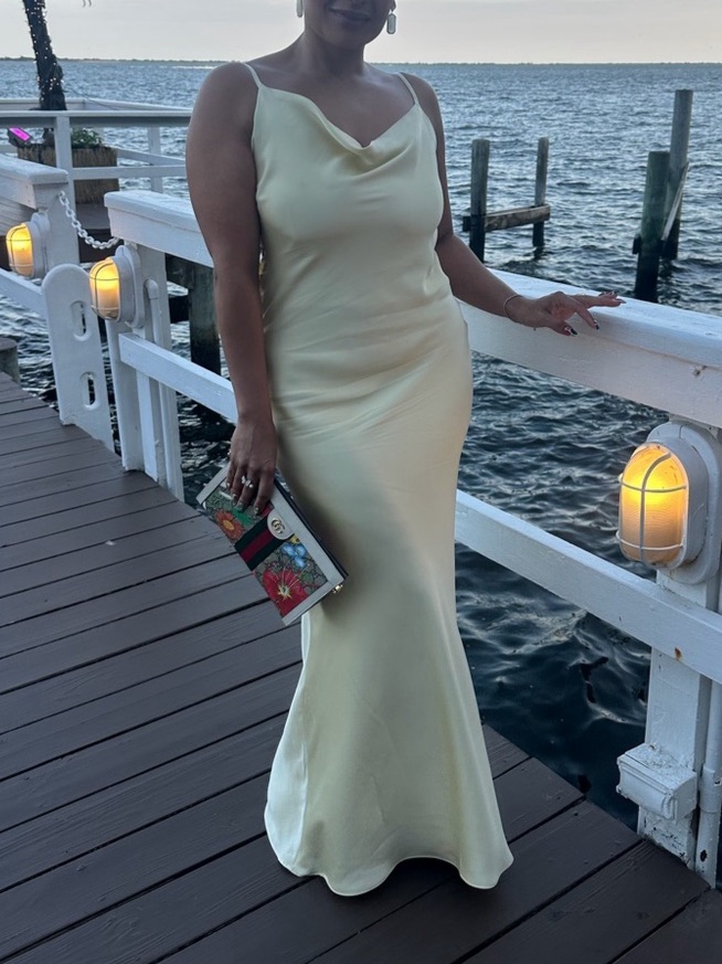 J Luxlabel Yellow Down The Aisle Satin Gown Yellow Satin Maxi Gown Like New — image 4 of 4